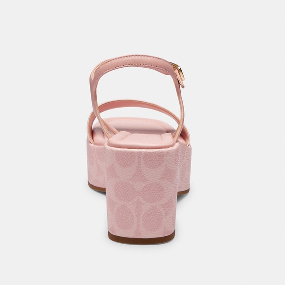 New Coach Gale Wedge Sandal In Signature Canvas Powder Pink - Picture 2 of 3
